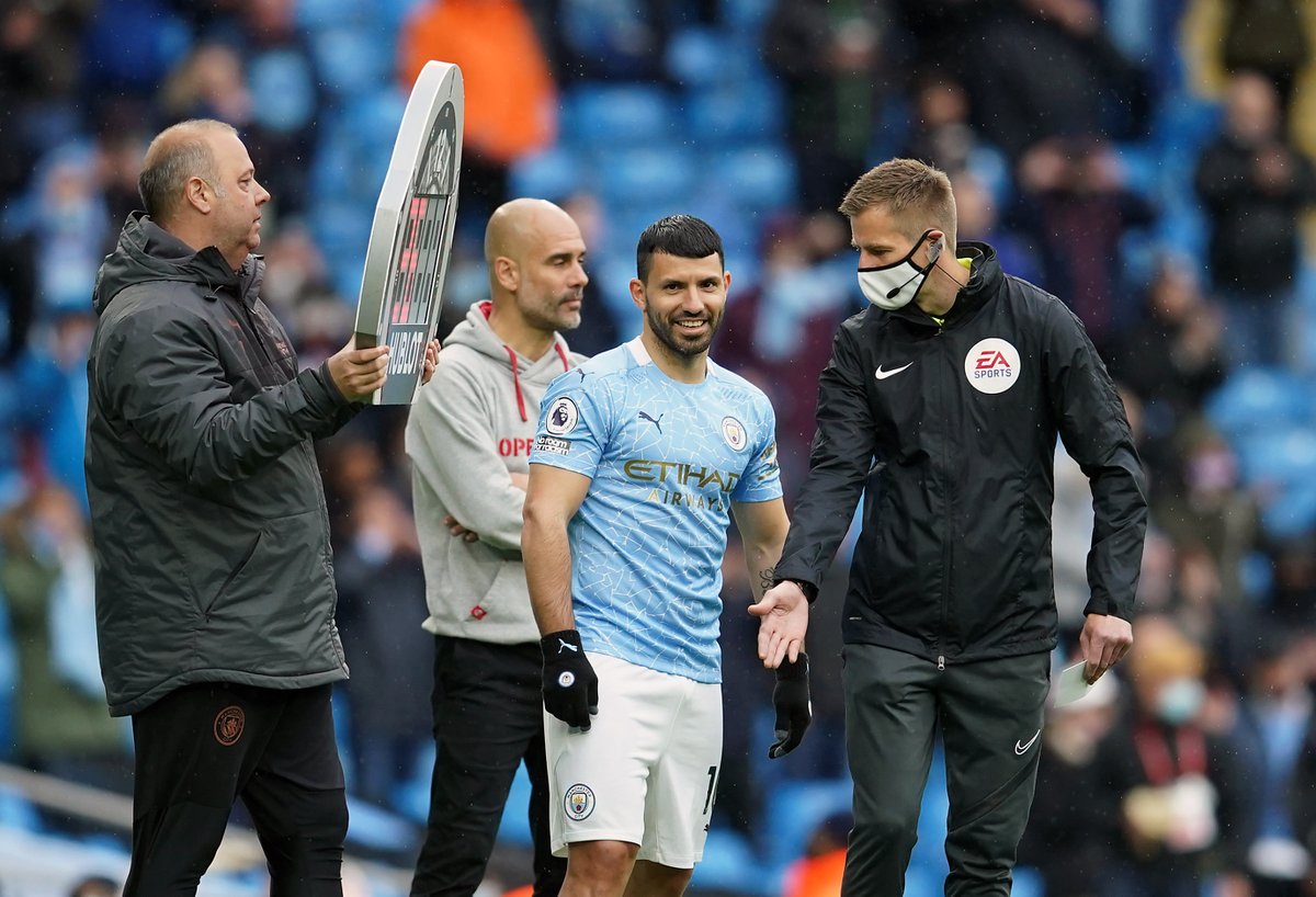 Squawka's tweet photo. Sergio Agüero has now scored more Premier League goals for a single club (184) than any other player in the competition's history.

A record-breaking brace on his final appearance. ✌️ https://t.co/6nLWIPi4ed