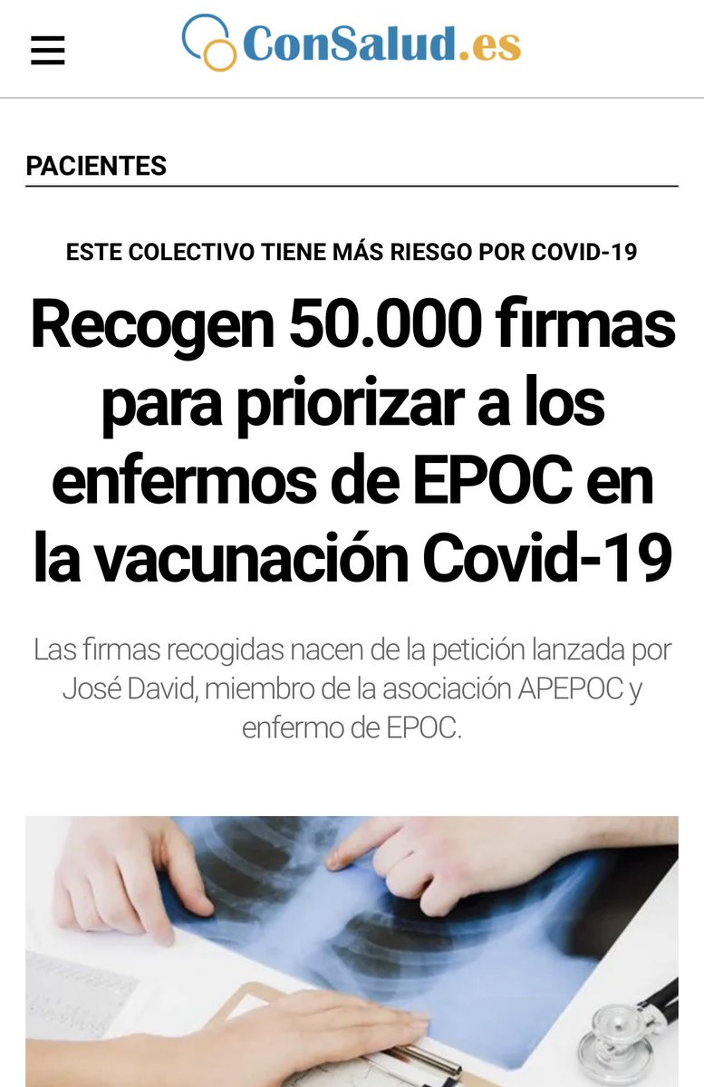 MiguelA_Ponce's tweet photo. Una vez y población mayor 60 años esta siendo mayoritariamente administrada #VacunaCOVID19 ,DEBE REVISARSE CRITERIOS PRIORIDAD vacunación de pacientes menores 60 años con patología CRONICA como los respiratorios o neurológicos @fundacionhp @FEFQ_CFspain @apepoc_es @esclerosiseme https://t.co/lDi48Q5r8M