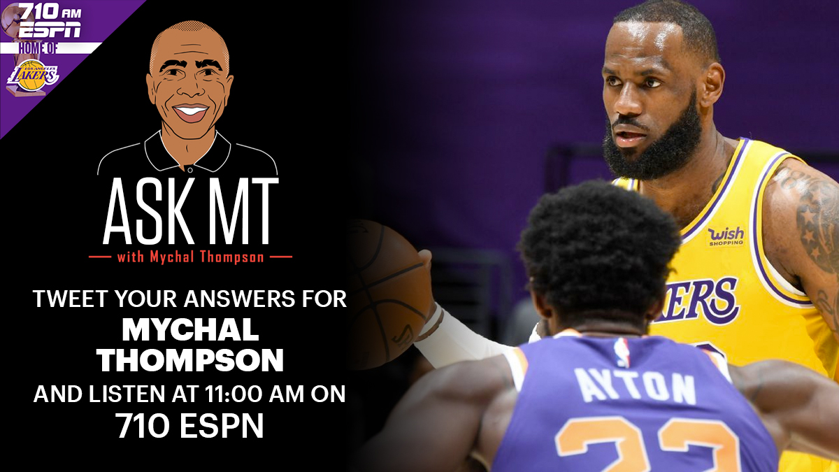 ESPNLosAngeles's tweet photo. What's your Lakers-Suns series prediction? #AskMT
Be a part of Lakers pregame and tune in to @AllenSliwa & @champagnennuts at 11 AM on 710 ESPN โก๏ธ https://t.co/Wda75J3NBi https://t.co/Yud5mRH9O1