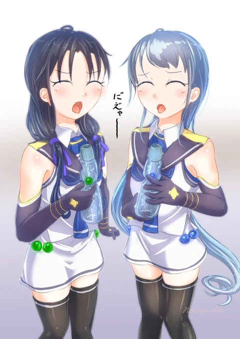さみすずの炭酸を飲めるほう。
#艦これ #五月雨 #涼風 