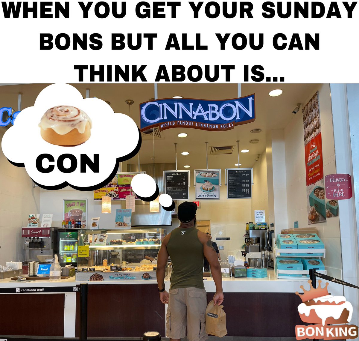 TeamSwoh's tweet photo. Get it? Got it? Good. Let’s make it happen @Cinnabon 😁
👑👑👑👑👑👑👑
🌀The #BonKing 🌀
#TeamSwoh #Cinnabon #LifeNeedaFrosting #CinnabonSunday #BonCon #SeiStillDoesntShareBons #Memes #lol 🤷🏽♂️ https://t.co/5W6YjmDOH7