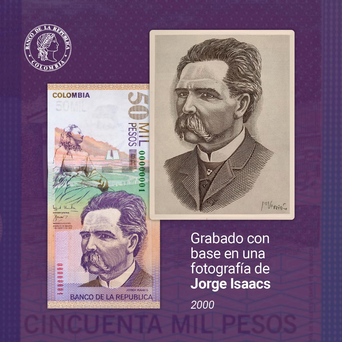 BancoRepublica's tweet photo. #DatoCurioso Esta es la primera versión del grabado del autor caleño Jorge Isaacs, basado en una fotografía, que se usó para elaborar el billete 💵 de $50.000 de la antigua familia. ¿Lo había visto 👀? 👇🏽 https://t.co/wEa0TU4BCd