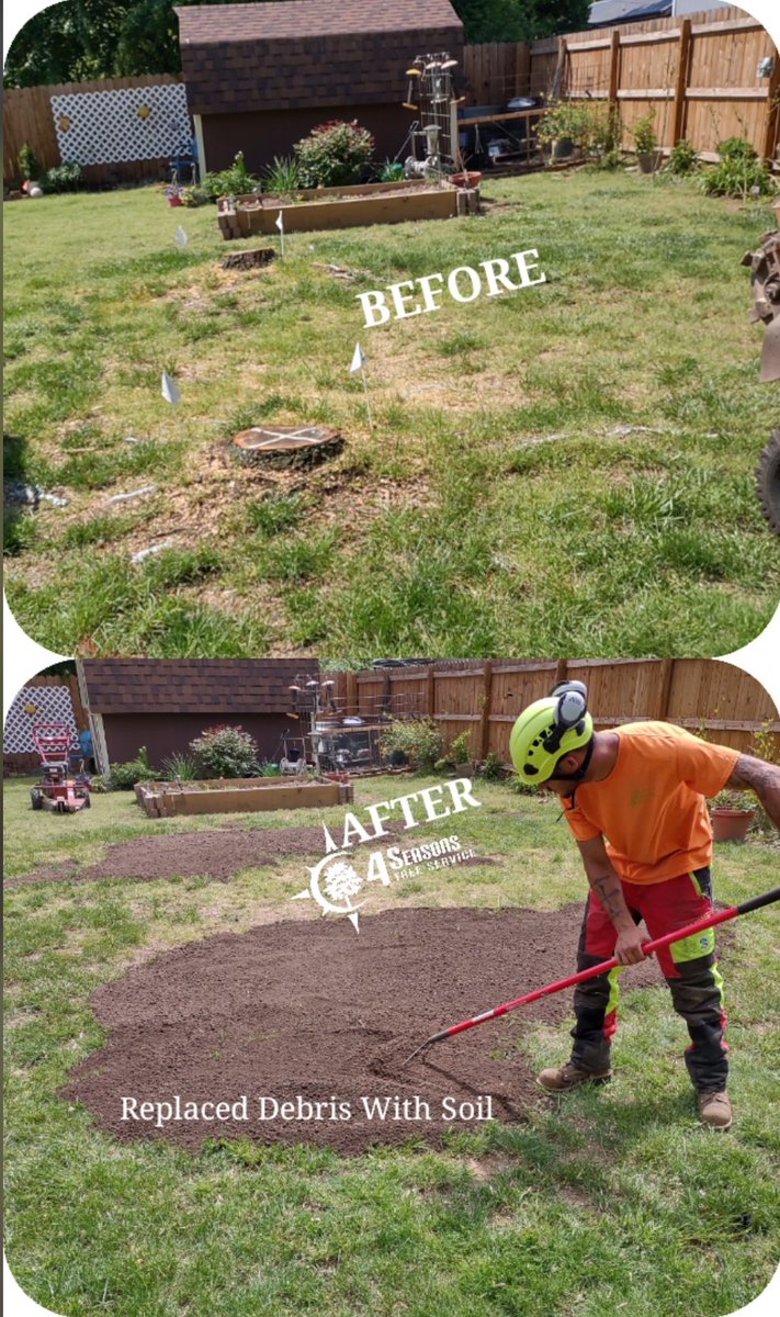 Grinding stumps and replacing the debris with top screened soil.

#treeservice #stump #stumpgrinding #beforeandafter #toro #treestump #vermeerequipment #kask #vermeerstumpgrinder #grinding #4sts