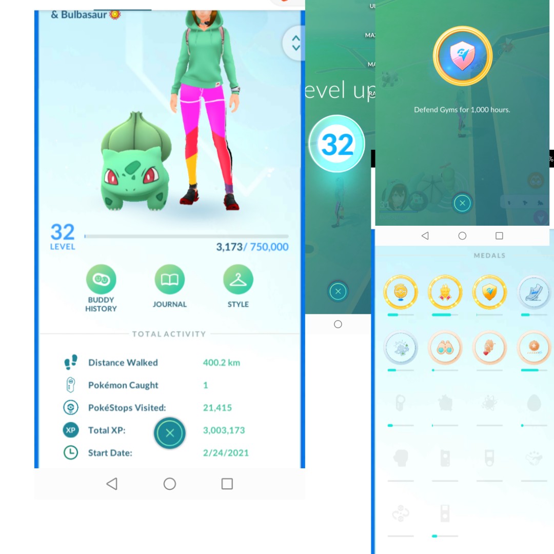 BulbaQuest's tweet image. Level 32. Only 1 Pokemon caugth, zero raids, zero friendship interaction and 21.415 Pokestops spunn 💞💖❤️😍🥰