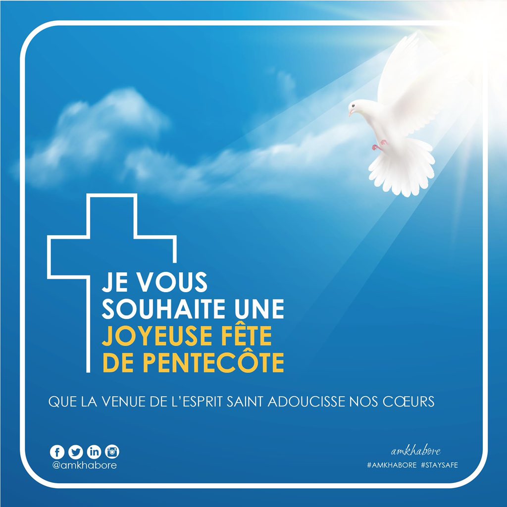 amkhabore's tweet photo. Je souhaite une bonne fête de Pentecôte à tous nos frères chrétiens. Que la lumière de l'espoir répande la paix dans le monde et donne du bonheur à ceux qui la transportent.
#amkhabore
#Pentecote2021
#staysafe https://t.co/hPLLqRPP8V
