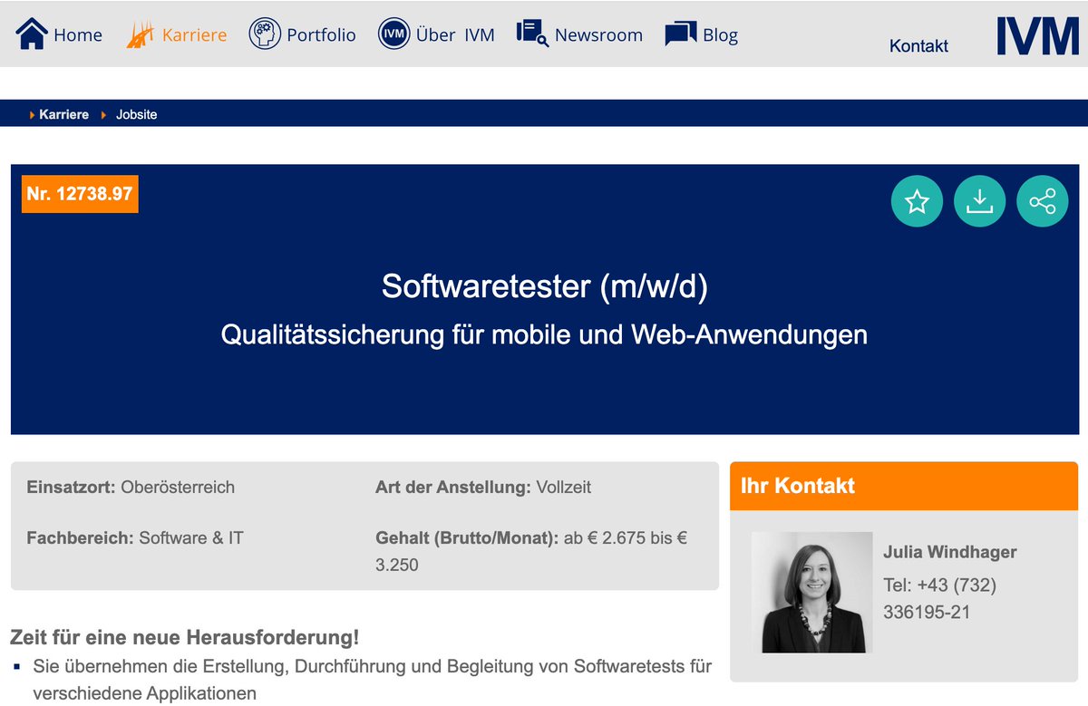 RudolfGroetz's tweet photo. IVM TOP JOBS 1: Are you looking for a new challenge? @IVM_at,  IVM Technical Consultants, sponsor of the #testBustersNightVIENNA is hiring: 
+++ https://t.co/KOqjRI8y5Q Softwaretester (m/w/d) Mobile und Web
+++ https://t.co/7D9fTALEAQ Software Test Engineer (m/w/d) E-Mobilität https://t.co/oSVUBJ2jFH