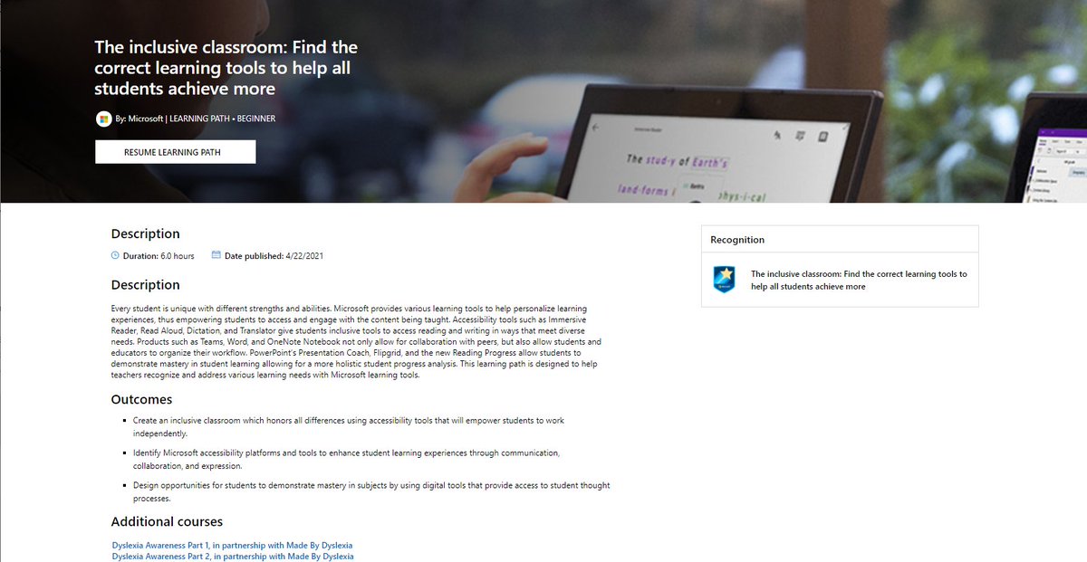 NEW! The inclusive classroom: Find the correct learning tools to help all students achieve more 💯

Check out this new learning path on the #MicrosoftEDU Educator Center 🎓

👉 education.microsoft.com/en-us/learning…

#accessibility #MIEExpert #dyslexia