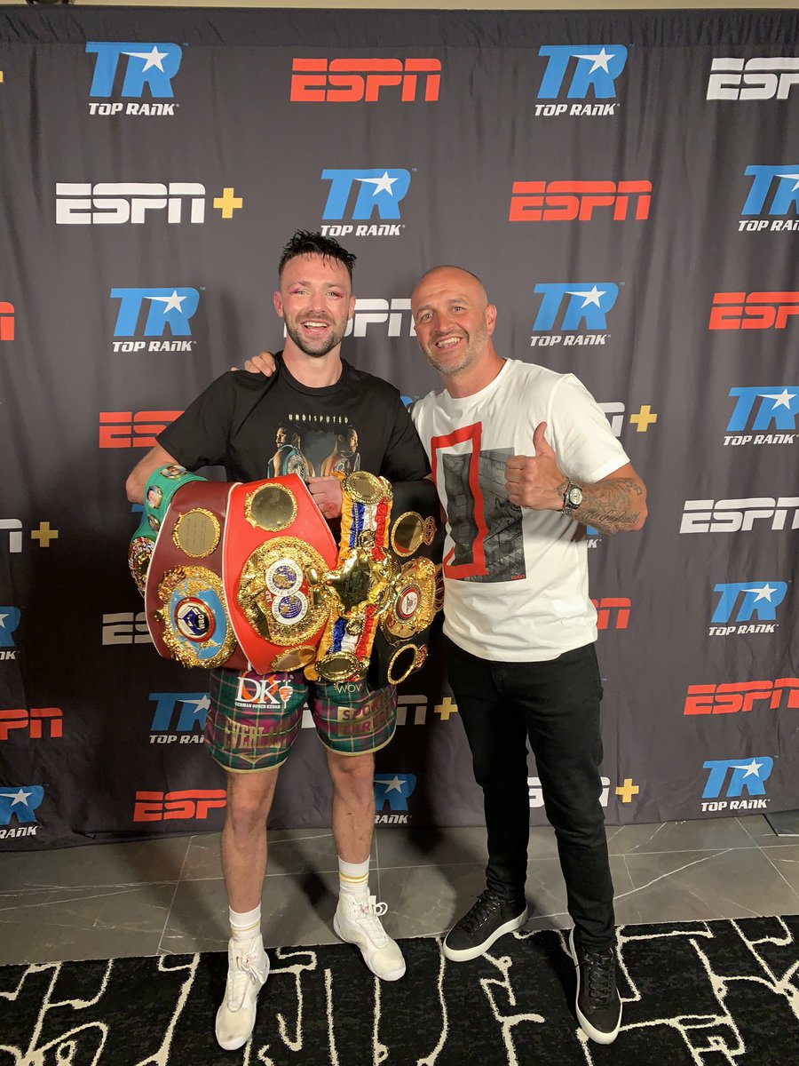 I’m as rough as burnt toast, but this hangover is worth it. The champ did it, undisputed in only 18 fights. The record of his last 6 opponents 136-1... I knew from day one... So happy &amp; so proud. <a href="/JoshTaylorBoxer/">Josh Taylor</a> king of Scotland. 🏴󠁧󠁢󠁳󠁣󠁴󠁿