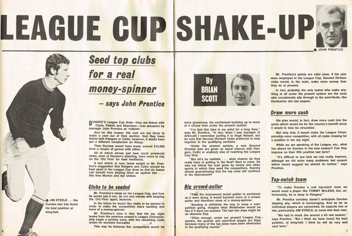 ScotsFootyCards's tweet photo. League Cup Shake-up - Seed top clubs for a real money-spinner says #JohnPrentice #Dundee #FootballScot 1971-06-30 https://t.co/vmfDgEOdDM