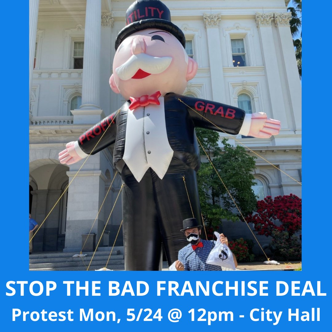 SanDiego350's tweet image. Excited to partner with @GreenNewDealSD @ucsdgreennewde1 @dsa_sd_eco @san_sunrise @sdclimateaction @DynamicActions and Mr. Monopoly tomorrow. Help us #StopTheBadFranchise, join the protest @ City Hall Mon, May 24 @ 12 pm!
actionnetwork.org/events/franchi…