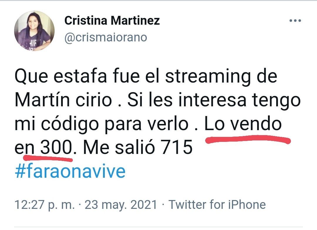 AntonioWatson20's tweet photo. JAJAJA un límite señora, habla de estafa cuando el show ahora  está gratis en Youtube. 
#faraonavive https://t.co/DYCAiM80F6