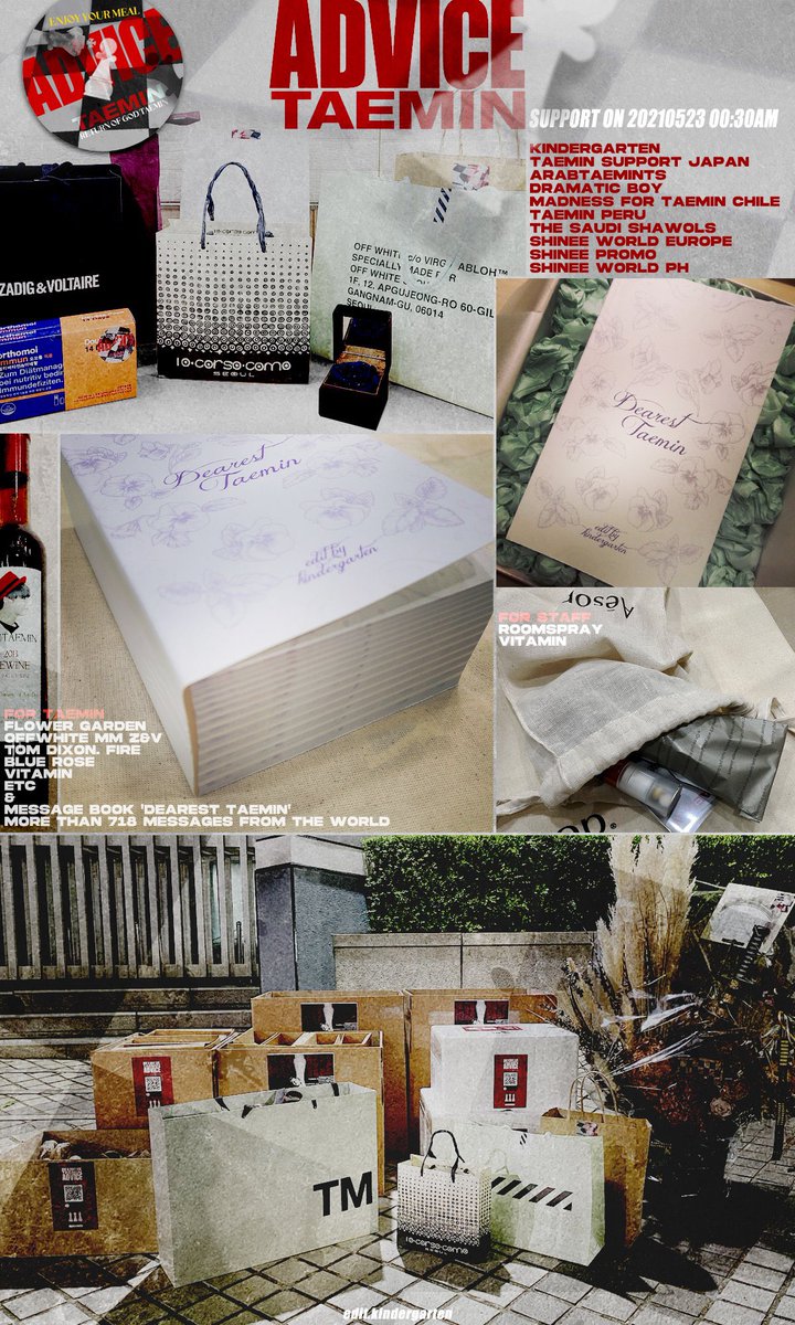 TAEMINPERU's tweet photo. ♟🔥 #SupportTaemin Inkigayo

 🍽 Food
 🎁 Gifts
 💌 Jjakgoong's cards

Our love is bigger than the depths of the ocean that separates us #TAEMIN

 We will always be by your side supporting you

 Thank you very much to @718_kin for all your support and trust ❤️

 #ADVICE #태민 https://t.co/RgRmtaZ8vW