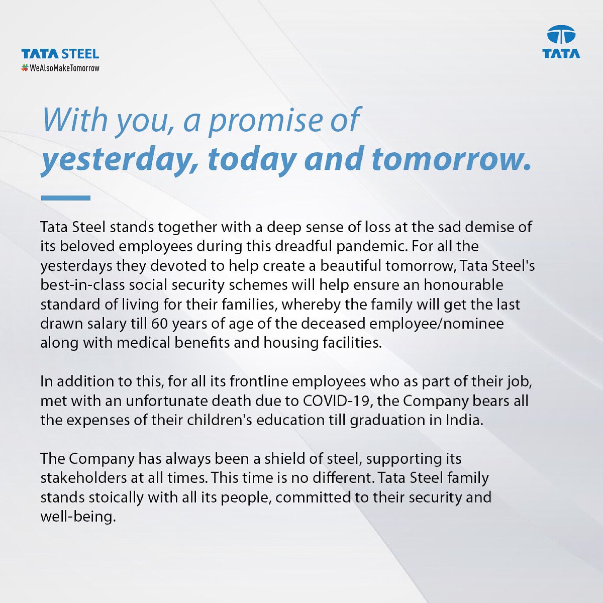 aparanjape's tweet image. Well done @TataSteelLtd! 

@TataCompanies are indeed a great role model for the corporate world.