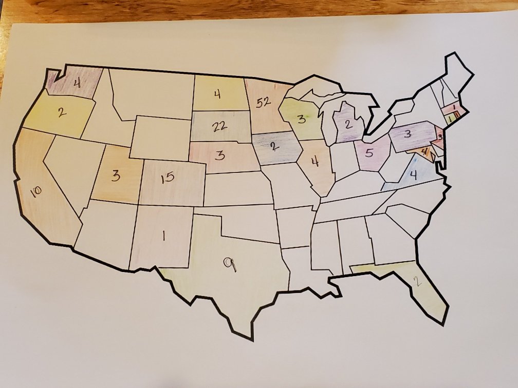 PeggyWith's tweet photo. The #CusterSD Chamber shared this map showing where the attendees of the @Tesla #SoundofSilence Rally. Many thanks to the MN Tesla owners who brought their cars and their knowledge to the event. #livingwithpeggy #upgraded #livelife @ShlantaM @PegShlanta #funnight #HaveFun https://t.co/g3e6TsmFHI