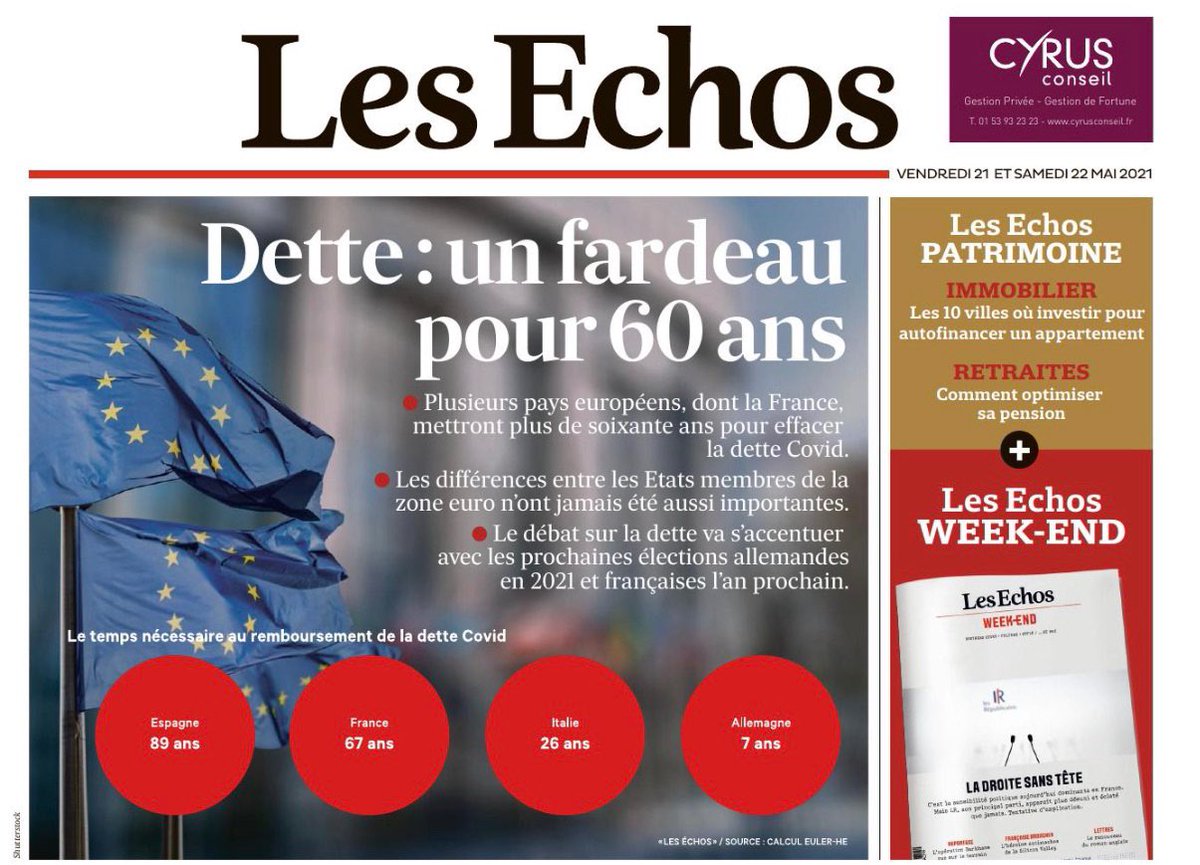 Il faut 67 ans pour éponger la dette covid pour la France contre 7 ans pour l'Allemagne et 26 ans pour l'Italie.

Macron est en train de laisser un fardeau énorme pour les générations à venir !