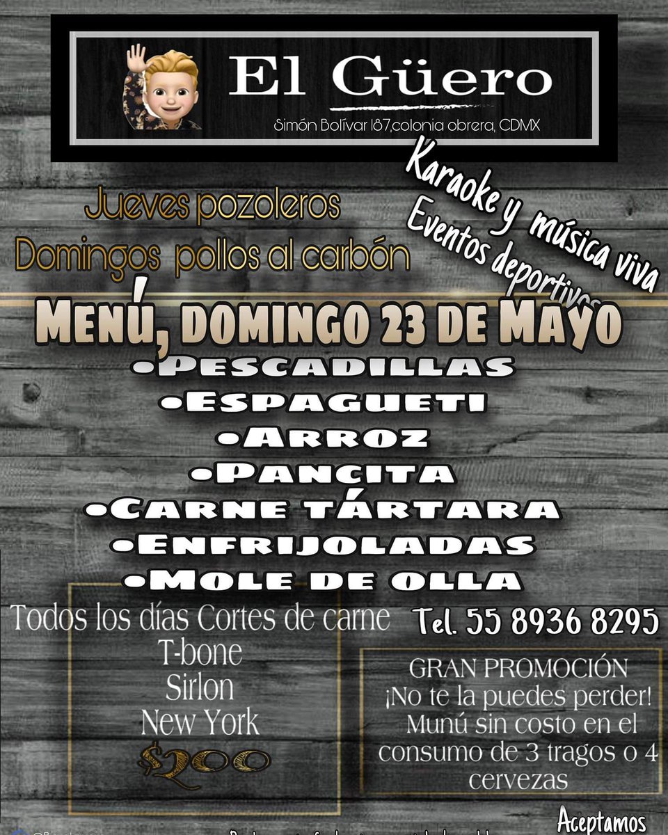 GueroBar's tweet photo. Show en vivo  y Grandes promociones solo para ti llámanos a los números...
☎️ 5589368294
☎️ 5589368275
Simón Bolívar número 187 Ciudad de México https://t.co/yoSTqbSmnr

#restaurante  #bares #comida #ColoniaObrera   #mexico #promociones #karaoke #musicaenvivo #CDMX #viralbokep https://t.co/YG8yUbMpzl