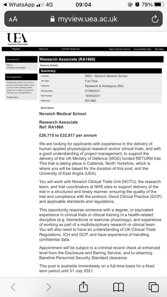 annacaseymail's tweet photo. Great opportunity for postgrad / postdoc to work on a clinical trial on bone healing run by @NorwichCTU @uniofeastanglia in support of the UK Armed Forces. Based in Catterick, N Yorks. https://t.co/k92a7DjZDC