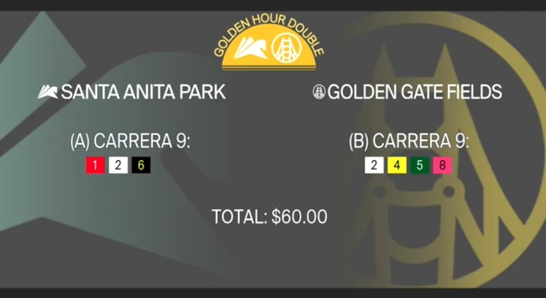 CanalHipicaTV's tweet photo. #Hipismo 
Domingo #23Mayo , aquí pueden ver los tickets preparados por nuestro equipo para el #GoldenHourPick4 y el #GoldenHourDouble en @santaanitapark y @GGFracing https://t.co/101FfmeM6P