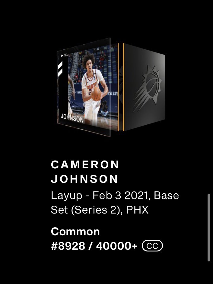 TOPSHOTTAZZZ's tweet photo. Thinkin bout giving away a Cam Johnson moment 🤔 since he just played in his first playoff game today. If this gets 50 retweets by midnight I’ll choose a winner from those that retweeted it 🏀 #NBATopShot https://t.co/AhKqdJfP2G