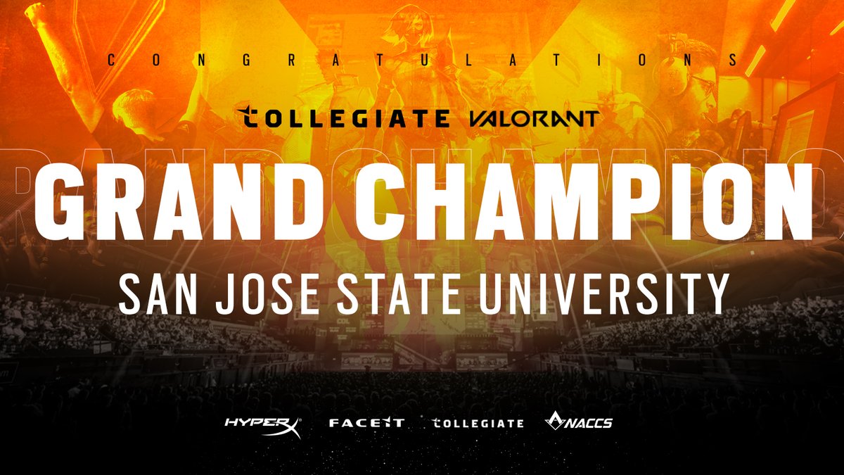 After a 3-2 REVERSE SWEEP, <a href="/SJSU_Esports/">SJSU Esports</a> is North America's <a href="/FACEIT/">FACEIT</a> Collegiate #Valorant GRAND CHAMPION. CONGRATULATIONS! 🏆