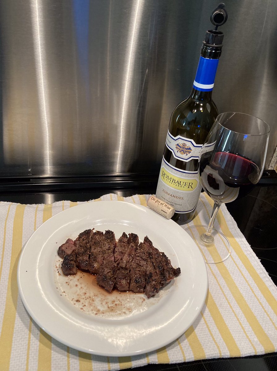 Grilled ribeye and 2018 @rombauervino Zinfandel...That’s it! #TheJoyofWine #Cheers🍷