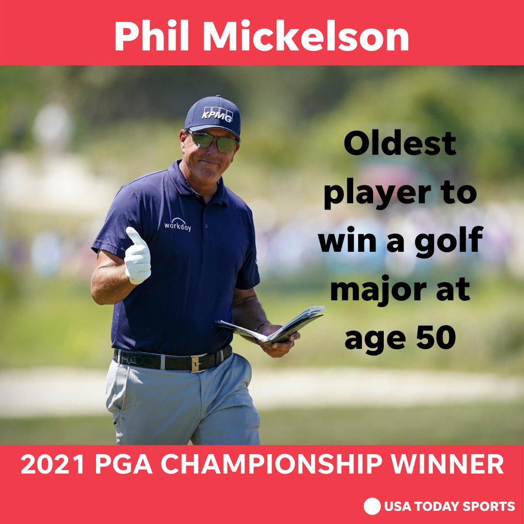 USA TODAY Sports on X: "Phil Mickelson has done it! "Lefty" wins the PGA  Championship to make history as the oldest man to ever win a golf major.  https://t.co/GifplgNLJY https://t.co/s06U5nJjcW" / X