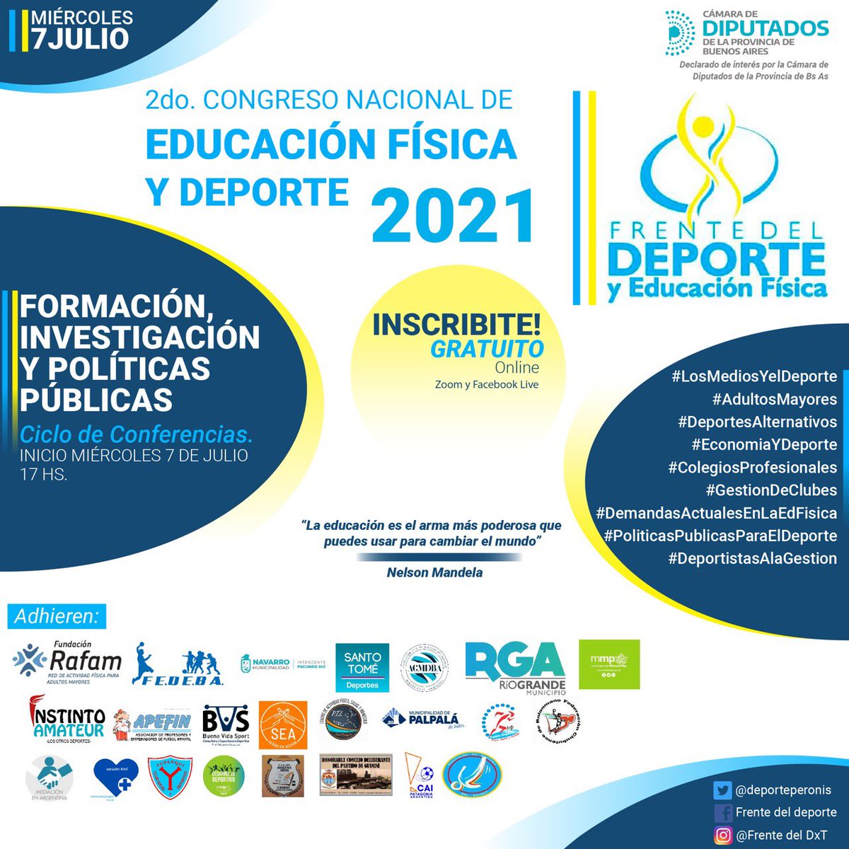 DEPORTEPeronis's tweet photo. Ya llega el #CongresoFederal 🏃‍♂️🏃‍♀️ #Deporte #EdFisica #GratuitoYdeCalidad #15Mesas #45Expositores #MilesParticipando #Hacemos #Influimos #FrenteDelDeporteEsFis #ArgentinaUnida❤️#TeEsperamos https://t.co/IRemrl3Cos