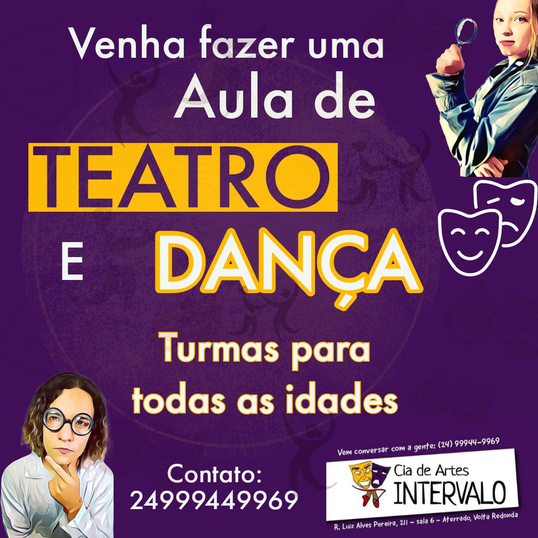 pcrabello's tweet photo. Você de Volta Redonda e região
Aulas de teatro e dança.
Para todas as idades.
Venha.
#voltaredonda #voltaredondarj https://t.co/4mnEPCU1IH