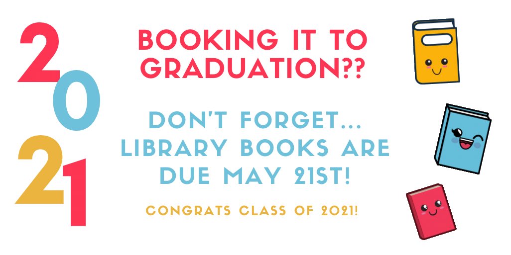 We were really hoping to get more overdue library books back by last Friday 5/21... There is still time!!! Students with over dues, please return them ASAP! 🙌😀 Check your email if you are unsure.