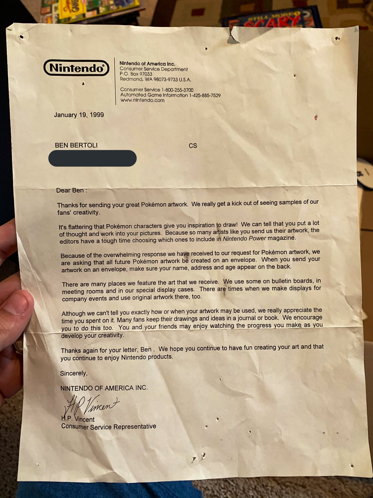Ben Bertoli On Twitter Here S A Lovely Letter From Nintendo About The Great Pokemon Artwork I Submitted For Nintendo Power Https T Co Hbtj5bedmj Twitter