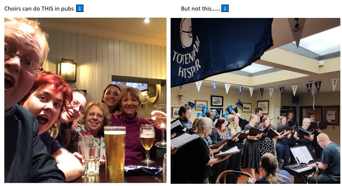 Tottenham Singers (@singtottenham) on Twitter photo We can gather, hug, shout and scream in pubs, but not perform in them! This anti-music guidance simply doesn't add up! Please <a href="/BorisJohnson/">Boris Johnson</a> #givebackourvoices #singingmatters We can gather, hug, shout and scream in pubs, but not perform in them! This anti-music guidance simply doesn't add up! Please <a href="/BorisJohnson/">Boris Johnson</a> #givebackourvoices #singingmatters
