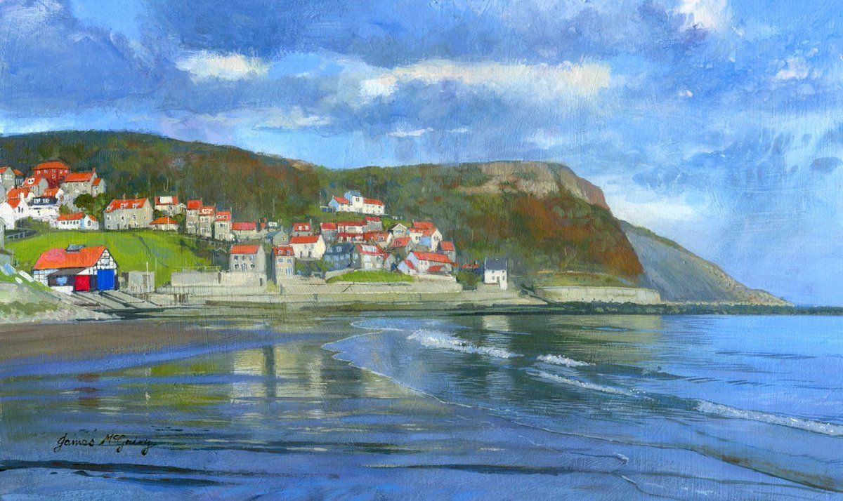 Runswick bay. Acrylic on board. #painting #acrylicpainting #landscapepainting #NorthYorkMoors #ClevelandWay