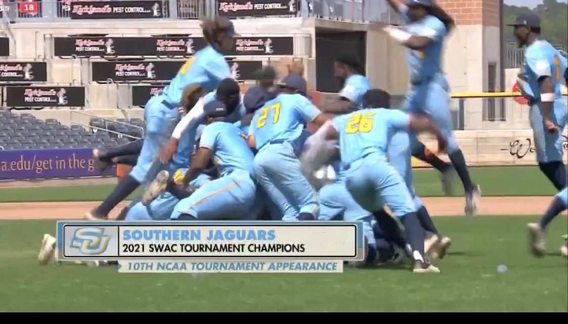 JAGS WIN!!

FINAL 

@BsbSouthern 7
<a href="/GoJSUTigers/">Jackson State Athletics</a> 6

#WeAreSOUTHERN #SWAC #Back2Back #NCAA