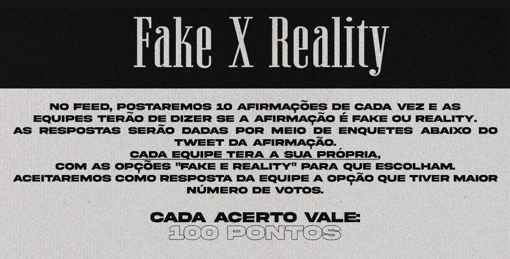 shawolrj_'s tweet photo. [#SHAWOLDAY] GINCANA 5 — Fake x Reality

Chegou a hora dela, a mais temida pelas ADMs e pelas equipes. Aquela em que TUDO DÁ ERRADO, mas seguimos!

💎 As enquetes terão duração de 5 minutos.
💎 CADA EQUIPE TERÁ SUA ENQUETE no tweet ABAIXO da afirmação.
💎 Instruções na imagem. 👇 https://t.co/UeWJviHOxn