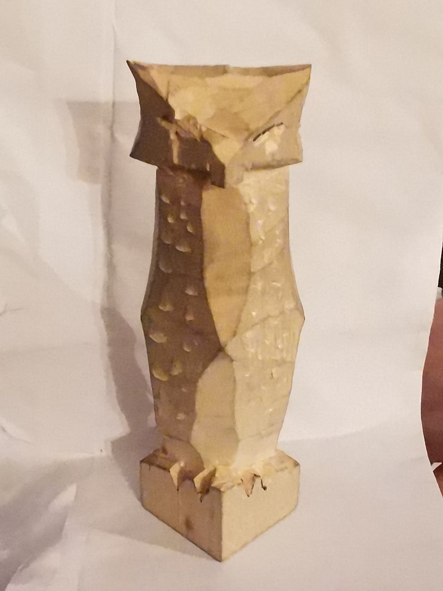 Thought I would try whittling these are my carvings so far a Minecraft inspired snowman, a wizard and a owl a few mishaps on each but trial and error #whittle #novice #carving