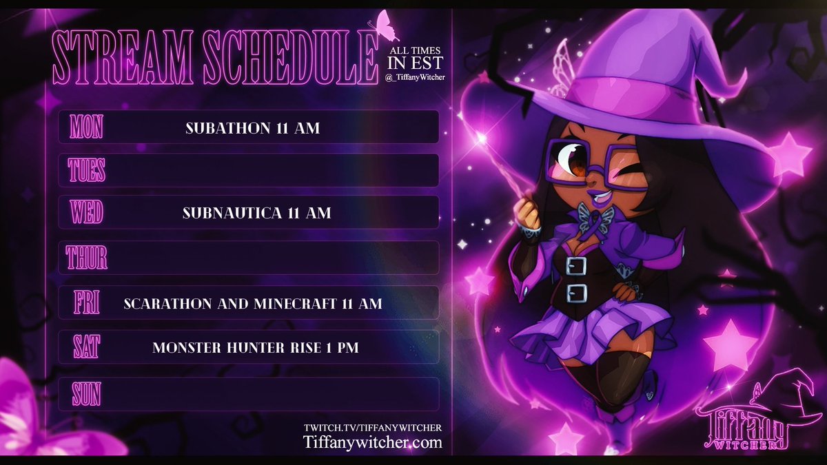 TiffanyWitcher's tweet photo. Now that everything has calmed down. This is the scream schedule for this week. I have a subathon celebration tomorrow, Scarathon Charity Friday and still pushing for @twitch Partner. So please take the time stop by and check out the stream! https://t.co/beErKKvzj8
#pathtoparther https://t.co/gcegG8elrg