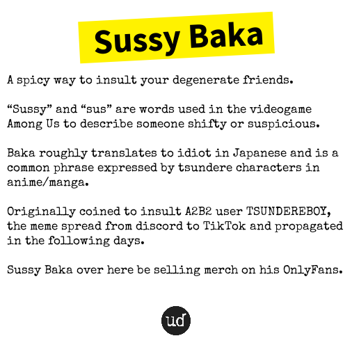 Urban Dictionary on X: Sussy Baka -    / X