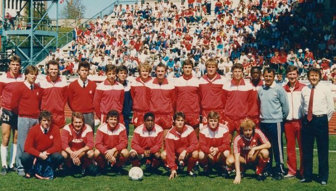 Steve1T's tweet photo. #OnThisDay in 1987 – Dale Mitchell &amp; Norm Odinga scored for hosts @CanadaSoccerEN’s 2:0 victory against U.S. in 1st leg of Confederation Olympic Qualifying’s North American Zone Series B (Seoul ’88), before 7,025 fans, at @UNB's Canada Games Stadium. https://t.co/HdF0YzfHY3