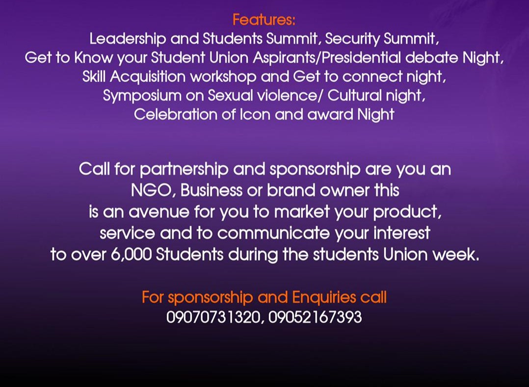 UnionLokoja's tweet photo. Students Union Week is here!
For partnership, sponsorship and enquires check the content!
#alutacontinue #suweek @ed_onoja @IamOluwatallest @DecentPatrick https://t.co/1IhEDCWvHp