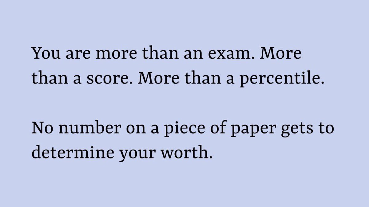 doclauravater's tweet image. To those of you in a season of studying for final exams or boards: 

You are more than an exam. More than a score. More than a percentile. 

No number on a piece of paper gets to determine your worth.

#meded #boardstudy #medschool