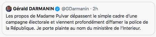 cjvpourwissam's tweet photo. En france désormais un ministre de l'intérieur porte plainte 3h après qu'un syndicat policier lui demande https://t.co/wjXSRdE5J1