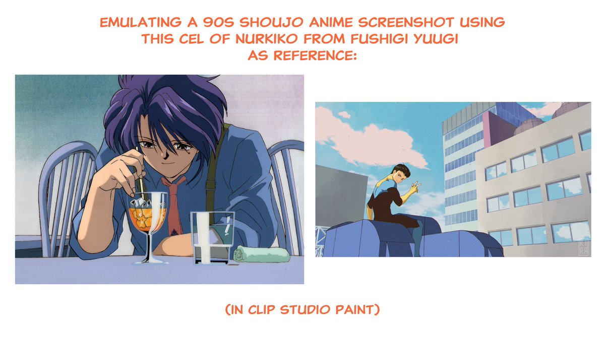 Someone asked how I did the 90s shoujo anime effect, so I slapped this together. It touches on 4 visual points of an old 90s cel I latched onto and wanted to recreate! https://t.co/VLh2Hl3waa 