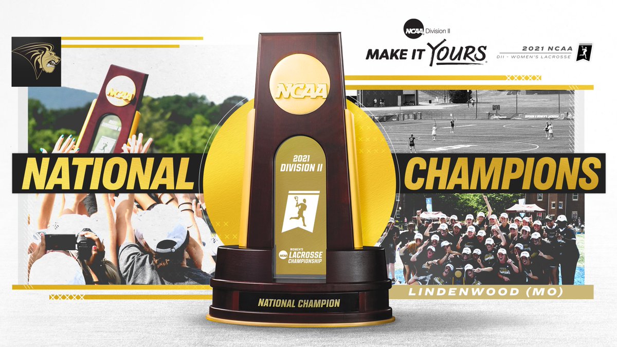 NCAADII's tweet photo. FIRST TIME #D2WLAX CHAMPIONS! 🏆

No. 2 Lindenwood (MO) defeats No. 1 Queens (NC) 14-12 behind 12 first-half goals. 

#MakeItYours https://t.co/VNrgLZEWAo