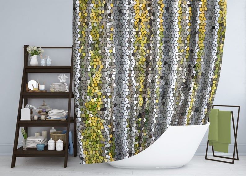 PaperPrezzies's tweet photo. Gray and green birch trees mosaic tile shower curtain set. | Etsy https://t.co/MaMEpxFUIg https://t.co/cEoFQH1ibP