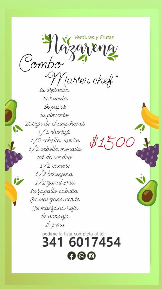 PreciosRosario2's tweet photo. #VerdurasEnRosario
#FrutasEnRosario
💰 $1500 #ComboMasterChef
💰 $900 #ComboVerduras
💰 $850 #ComboFrutas
💰 $1700 #ComboFamiliar
💰 $1100 #Combo2Personas
📍 #NazaArtale
🌐 https://t.co/rZjDQw747u
📲 3416017454
🛵 Envíos a Domicilio https://t.co/6MHXYenXTz
