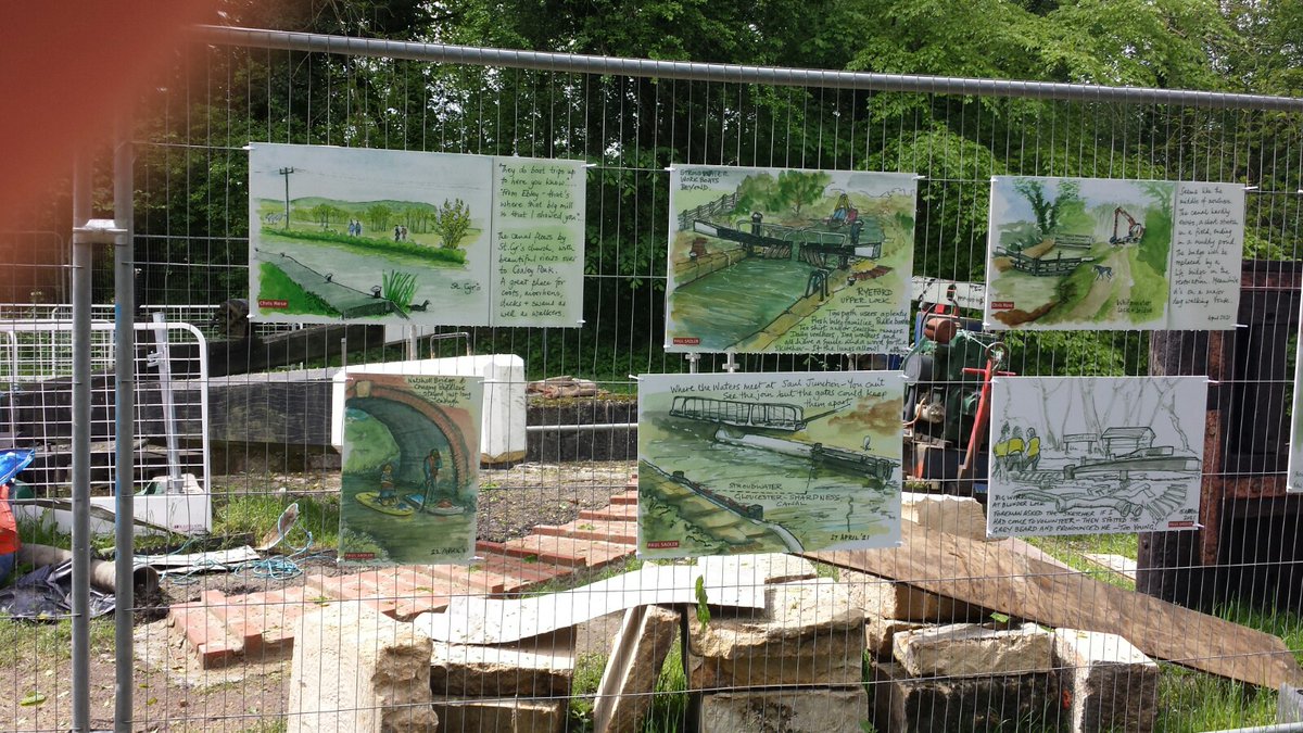 groupsych's tweet photo. Stroud Navigation sketches on display at Blunder Lock. Great to see them enlarged! @canalPictures @CotswoldCanals @urbansketchers @janstonehouse @StroudDC @Isacarand  #psychogeography https://t.co/bUBvTcrp3t