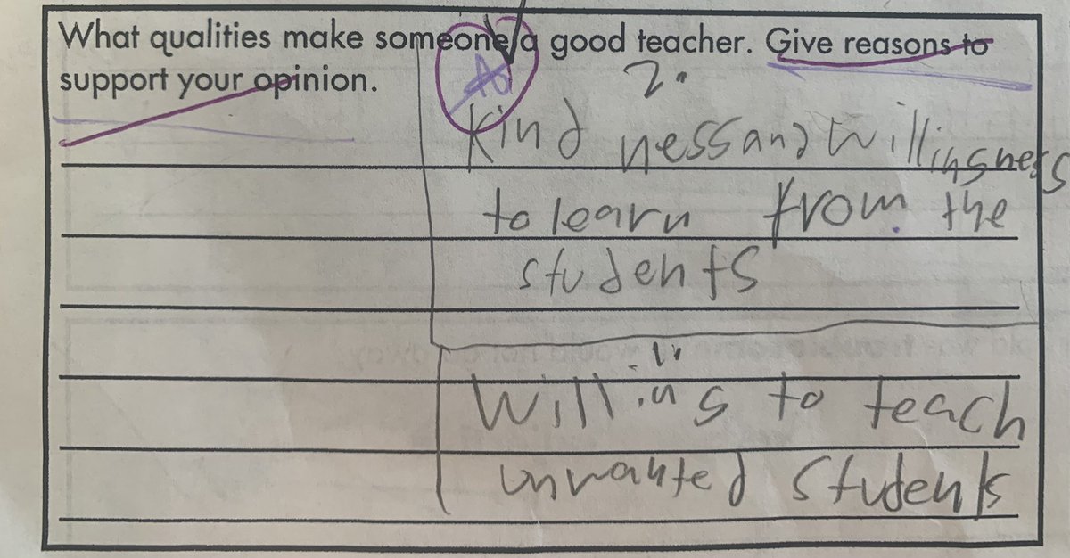 Math_m_Addicts's tweet image. My son’s take on what makes a good teacher. 

What would your students say makes a good teacher?

#iteachmath #mtbos #TeachBetter #teacher #edutwitter