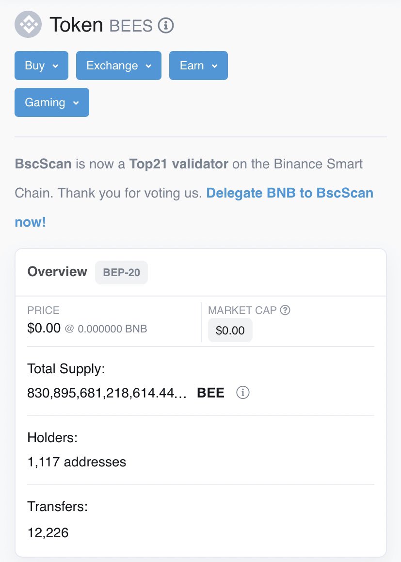 DYORBSCETH's tweet photo. $BEE πππ
- limited supply β¨
- 30% burn π₯
- 1,117 holders πͺ
- every transactions 3% to holders wallet & 4% burn π₯
Get some before itβs late β¨β¨
CMC & CG coming soon...πππ» #hold
#Beesonbsc #BEESARMY #100xCoin https://t.co/SNupbadhuP