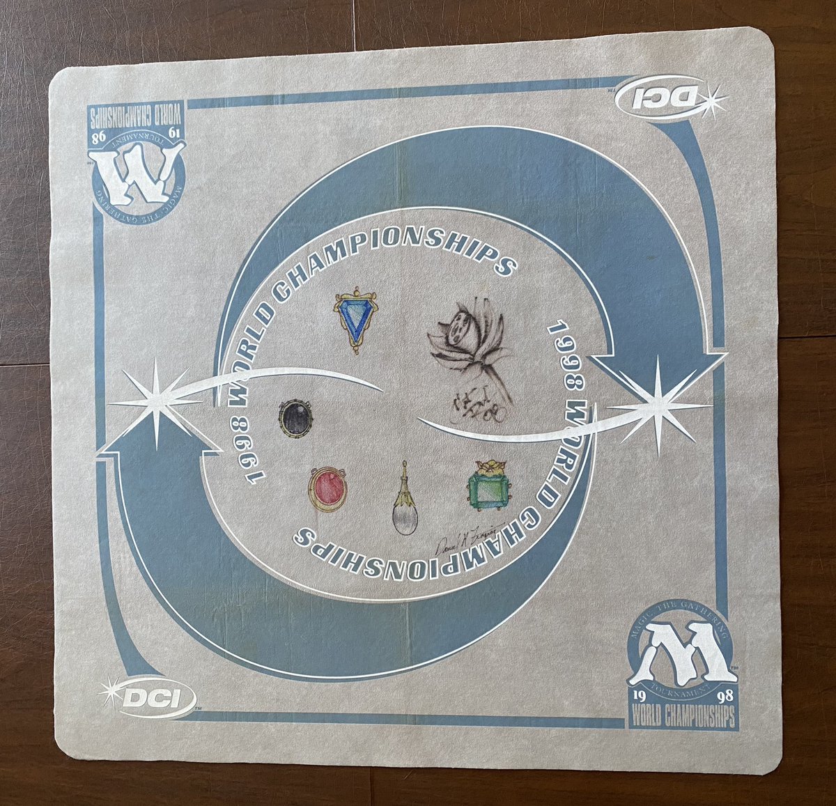 Playmat restoration complete! Spent a couple hours today with some professional tailor equipment to restore this playmat and flatten it for conversion to tube storage and eventually framing/wall-mounting. 

The BEFORE and AFTER pictures speak for themselves. I’m VERY pleased!