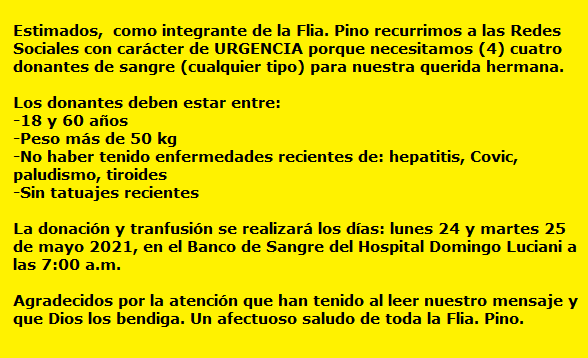 EquipoSucre's tweet photo. #23May
#ServicioPublico
#BoticaSolidaria
La hermana de @NelidaPino requiere con carácter de #urgencia 4 donantes de sangre de cualquier tipo.
Quien pueda apoyar, acercarse al Banco de Sangre del Hospital Domingo Luciani los días 24 y 25 de mayo a las 07:00am.
Dale #RT https://t.co/FvR87S8qLF